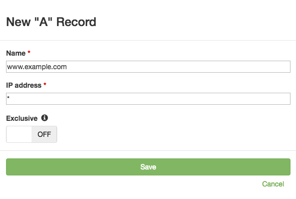 Add DNS A record with a wildcard value