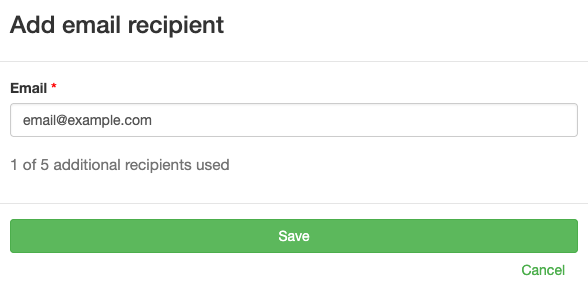 Screenshot of the Add Email Recipient form