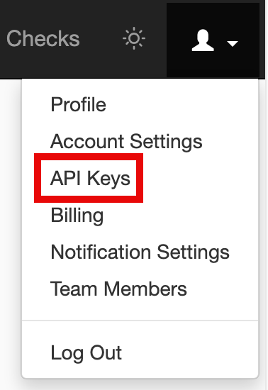 DNS Check API Keys Menu