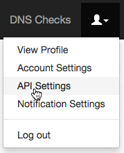 DNS Check API Settings Menu