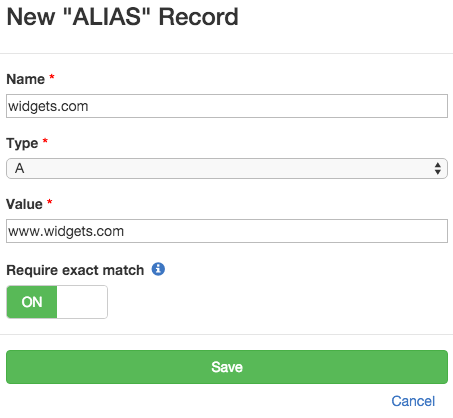 Check if ALIAS DNS record exists for the APEX domain that points to the www subdomain