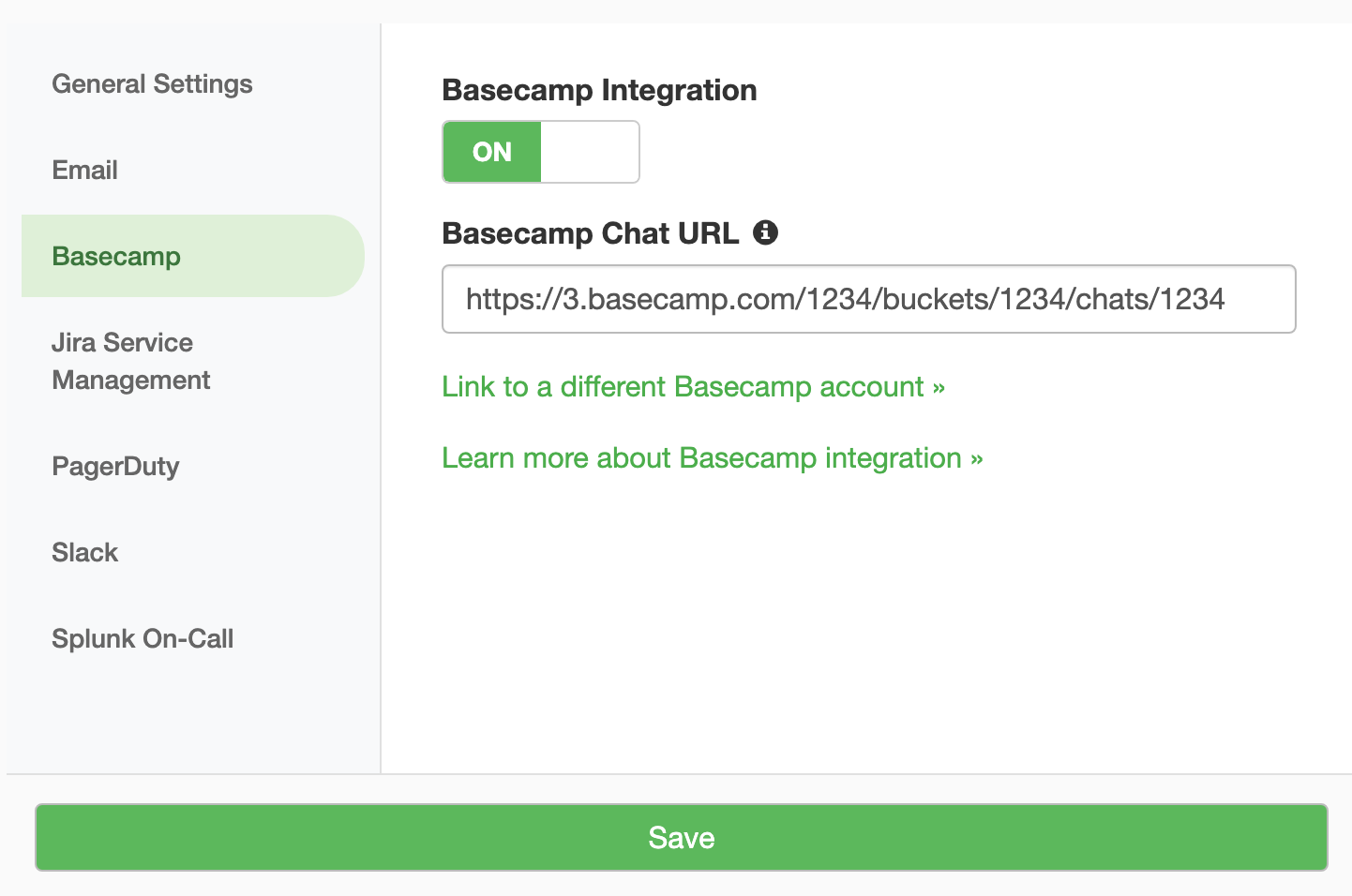 DNS Check / Basecamp Notification Settings