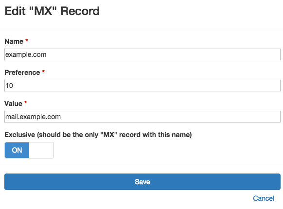 Monitored MX record at DNS Check