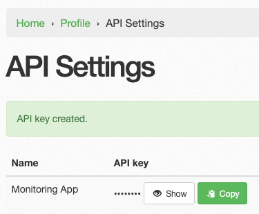 New DNS Check API key form