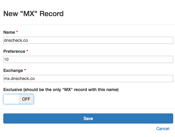 New DNS MX Record Check