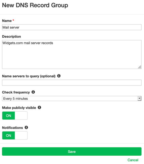 Add DNS record group