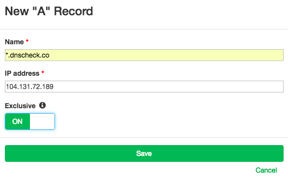 New Wildcard DNS Record Form