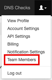 Screenshot of the user dropdown menu showing the Team Members link