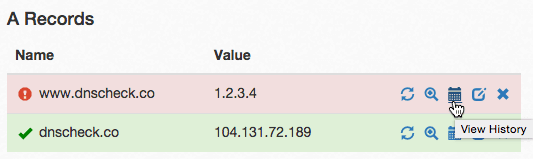 View DNS Record History